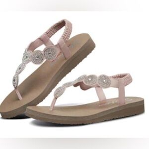 NIB -(Women) Skechers Meditation Sandal 'Light Pink' 31755W/LTPK